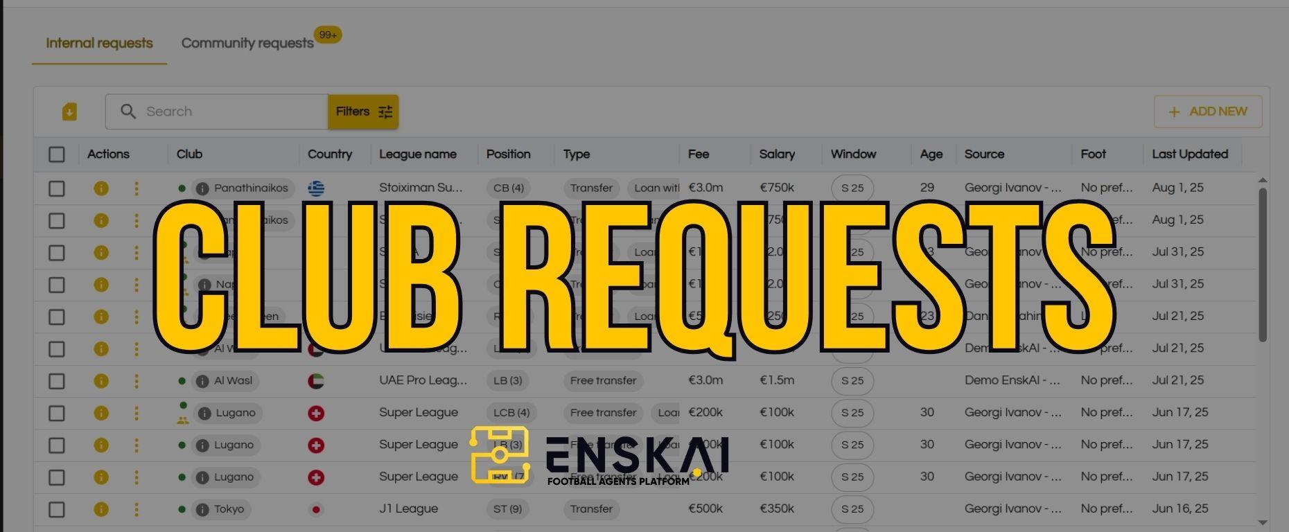 Capture & Close Club Requests with EnskAI | Football Agents CRM